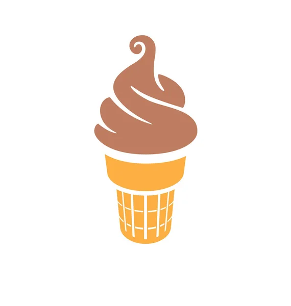 Simple Fun Soft Serve Icecream Waffle Cone — Stock Vector