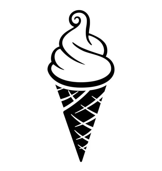 Simple Fun Soft Serve Icecream Waffle Cone — Stock Vector