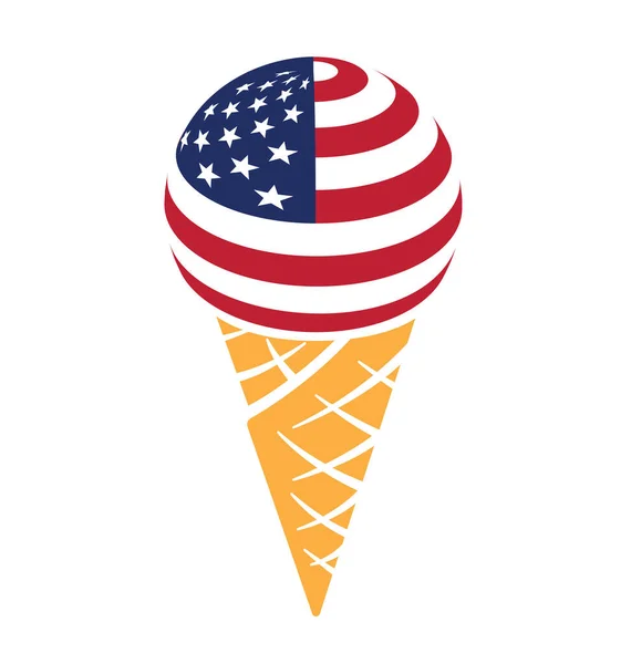 Usa Flag Ice Cream Waffle Cone — Stock Vector