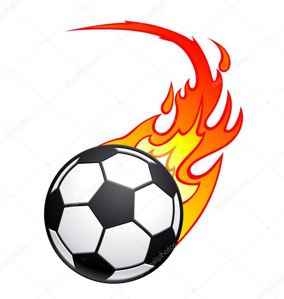 Flaming football soccer ball