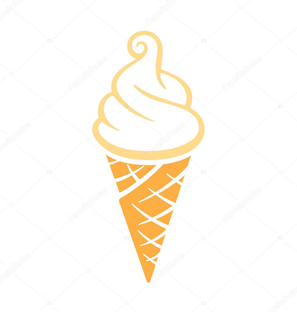 Simple fun soft serve icecream in waffle cone