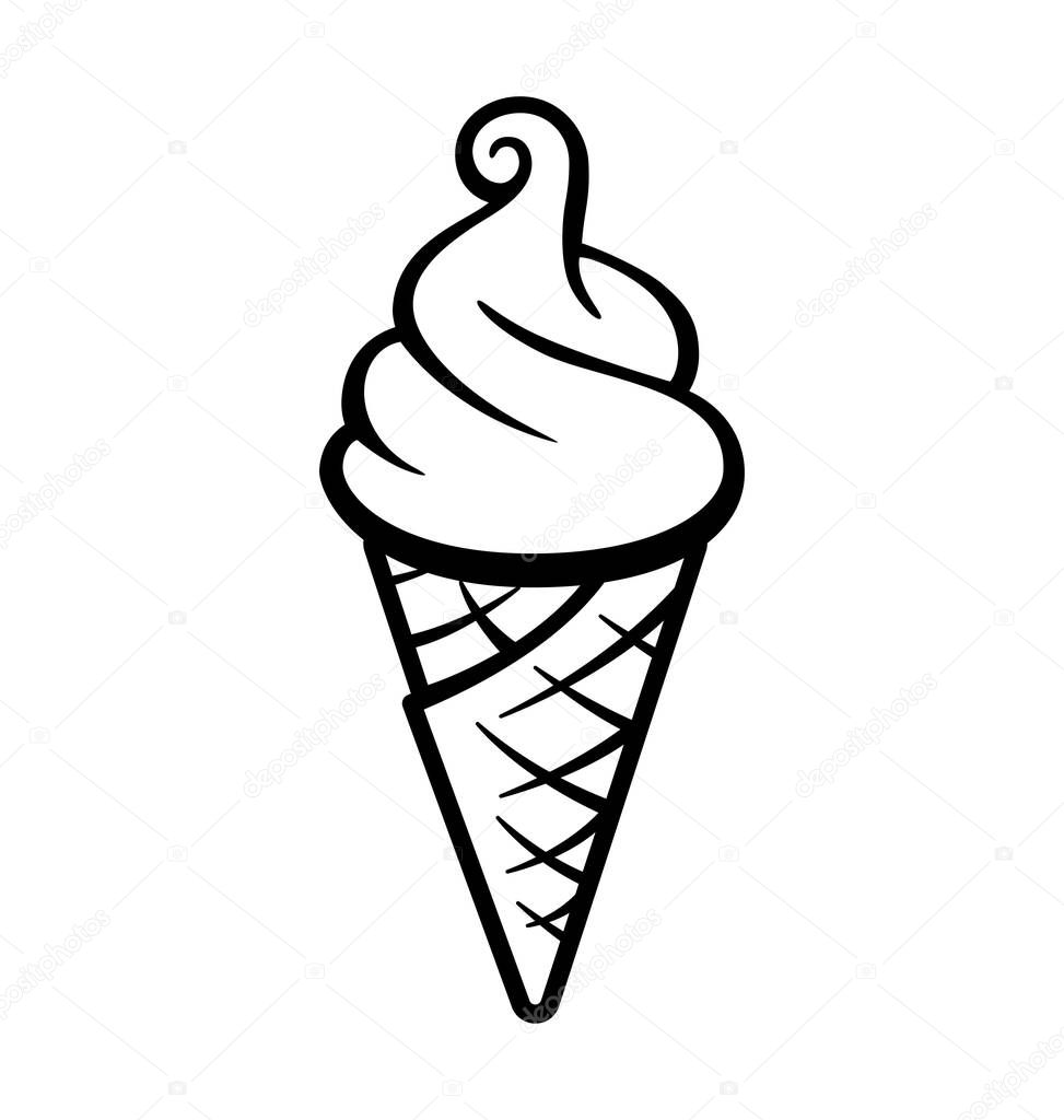Simple fun soft serve icecream in waffle cone