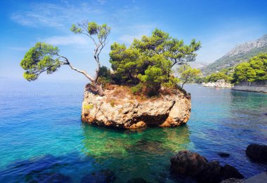 Brela Makarska Riviera, Dalmaçya, Hırvatistan Adriyatik Denizi'nin kristal berraklığında su.