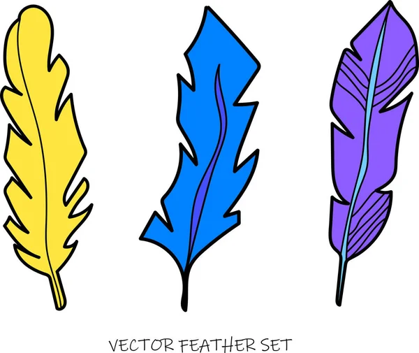 Simple Vector Illustration Feather Isolated White — Vettoriale Stock