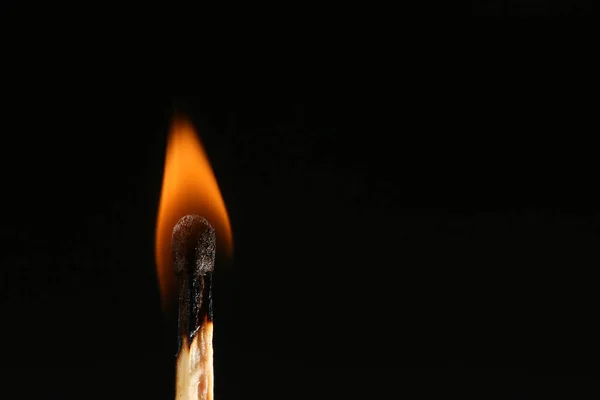 Match Burned Orange Flame Produces Heat — Fotografia de Stock
