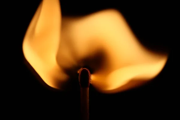 Match Burned Orange Flame Produces Heat Stockbild