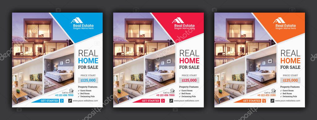 Real Estate Home Sale Social Media Post Banner Template Editable Layout