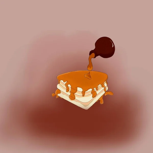 Illustration Pancake Honey — Stockfoto