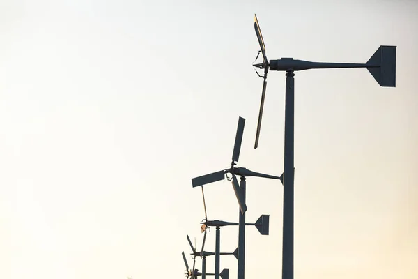 Large White Wind Turbines Produce Electricity Energy Conservatio —  Fotos de Stock