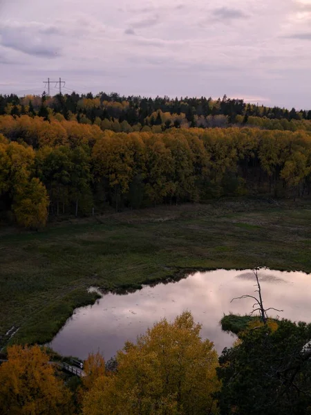 Vista Panorâmica Lago Contra Céu Durante Pôr Sol — Fotografia de Stock