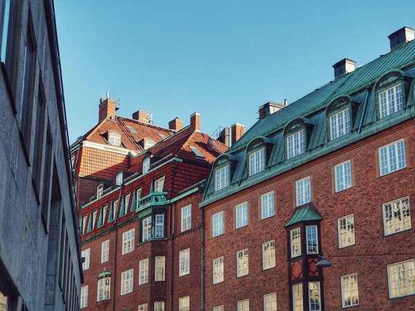 Low angle view of old buildings in a city