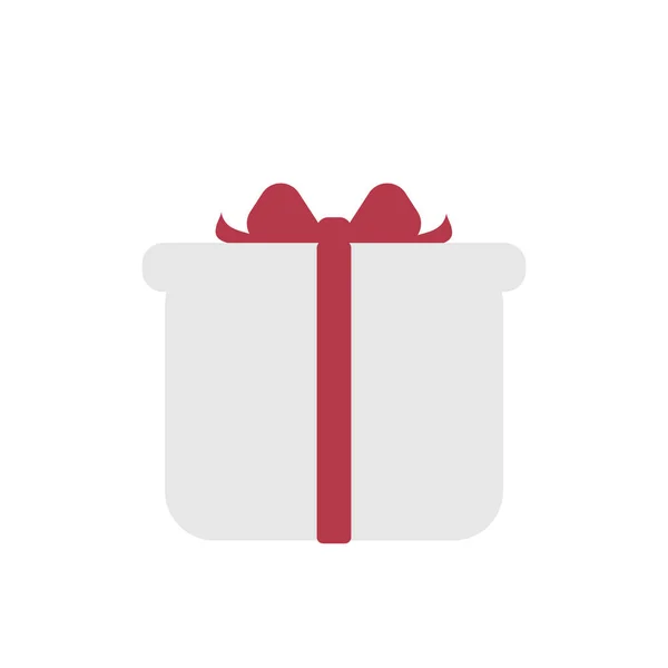 White Gift Box Icon Isolated Red Ribbon Simple Realistic Style — стоковый вектор