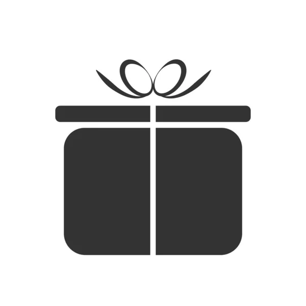 Black Gift Box Icon Simple Flat Style Present Package Vector — Stok Vektör