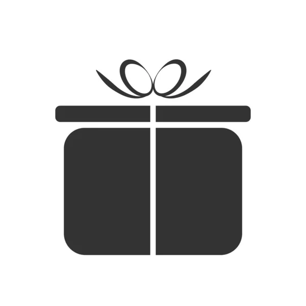 Black gift box icon in simple flat style. Present package vector illustration on white isolated background. Surprise, holidays concept