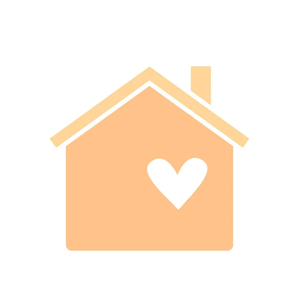 Simple Lovely House Icon Heart Isolated White Background Love Home — стоковый вектор