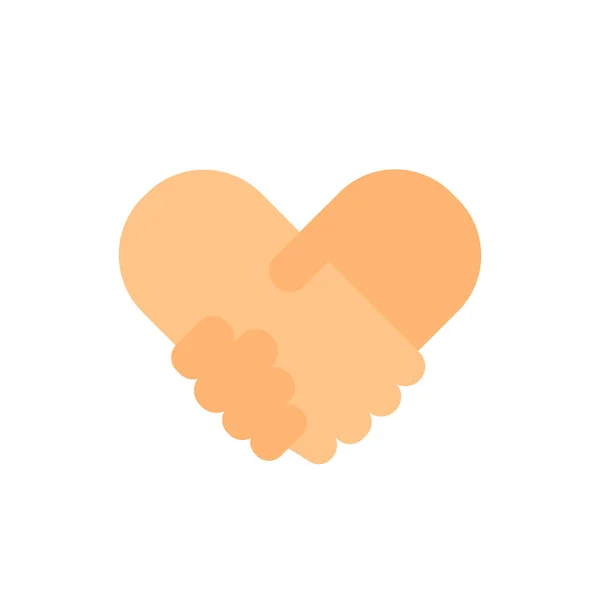 Simple Handshake forming heart icon isolated on white background. Skin colors. Vector illustration
