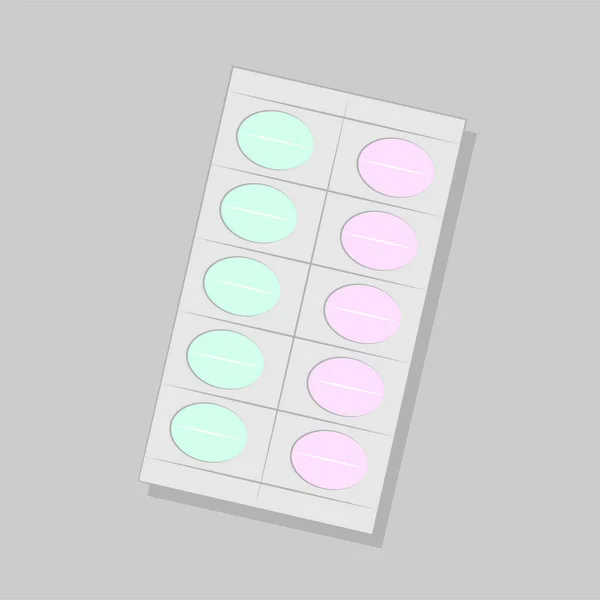 Blister Pink Blue Pills Vitamins Treatment Medicine Healthcare Design — ストックベクタ