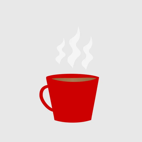 Simple Red Hot Coffee Cup Vector Illustration Flat Design — Stock Vector