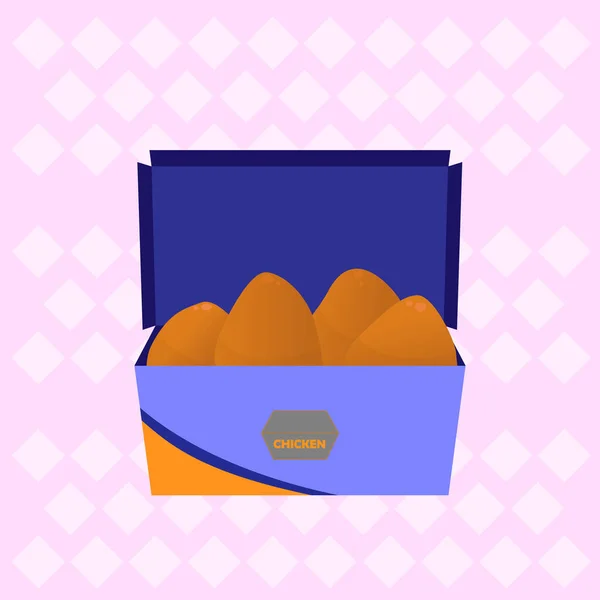 Fried food chicken nuggets in box vector illustration
