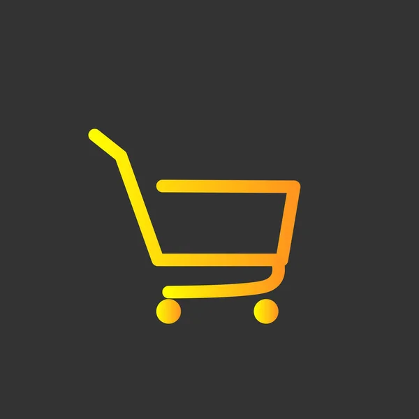 Simple Shopping Cart Gold Isolated Black Background Shop Market Basket — Stockvektor