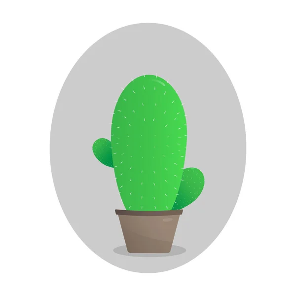 Simple Cactus Potted Plant Isolated White Background Green Cactus Flower — Vetor de Stock