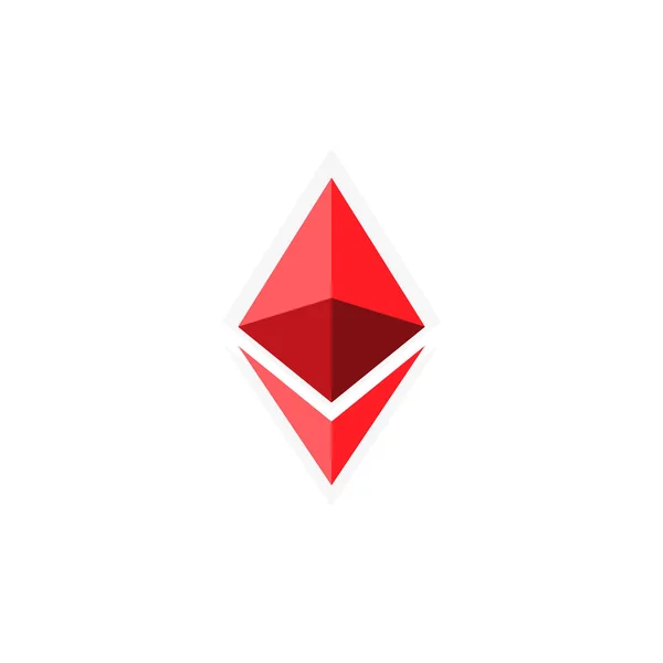 Red Ethereum simple design icon. Digital coin ETH. Vector blockchain for graphic design. EPS 10.