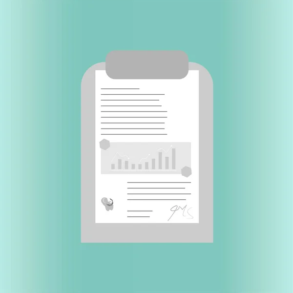 Simple Clipboard or tablet icon with documents, report, diagram vector illustration for business, finance, science. Flat vector illustration isolated on blue background.