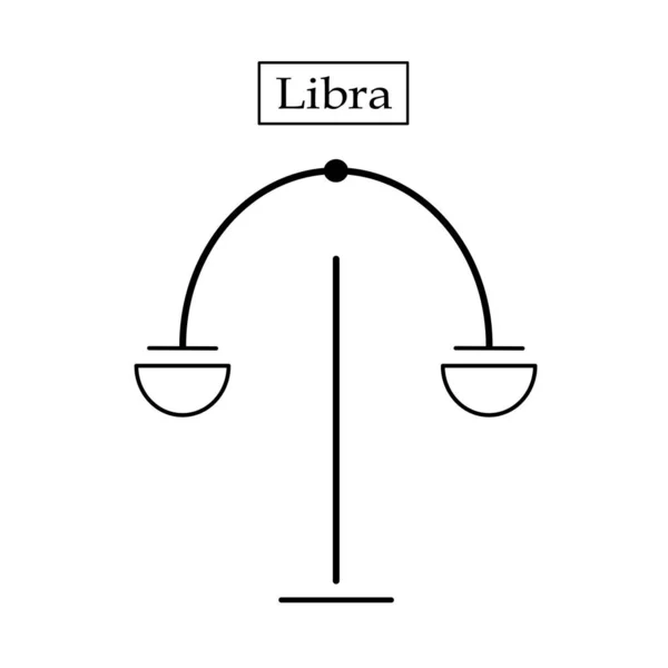 Libra of justice, symbol in simple black lines, vector illustration for balance. Harmony, justice,law, equality logo or icon concept.