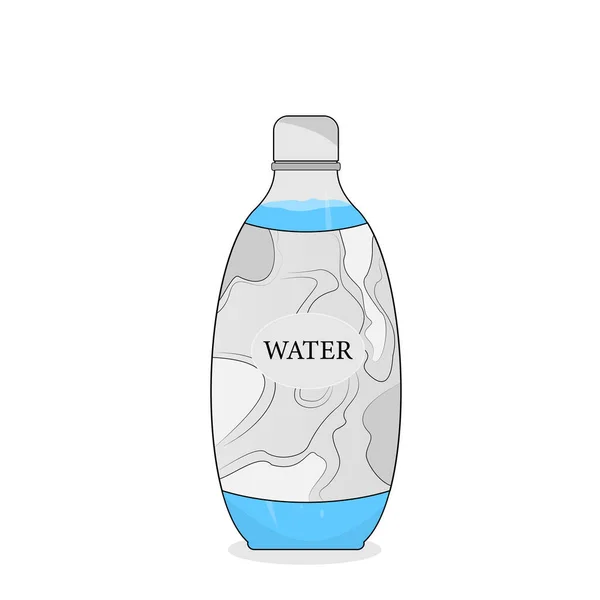Simple White Bottle Clean Blue Water Isolated White Background Flat — Stockvector
