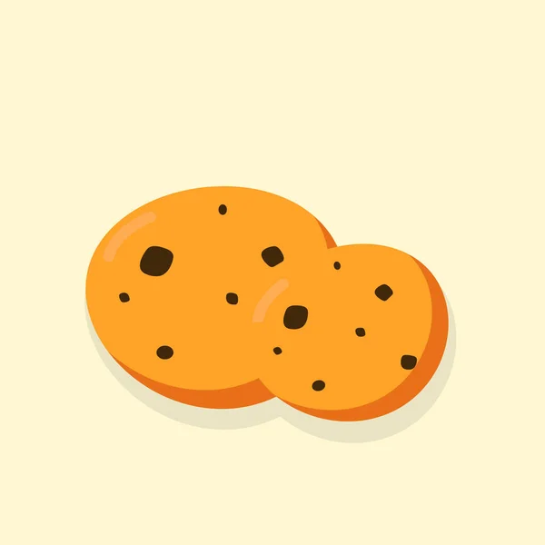 Simple Two Chocolate Cookies Icon Vector Isolated Flat Design Vector — Stockvector