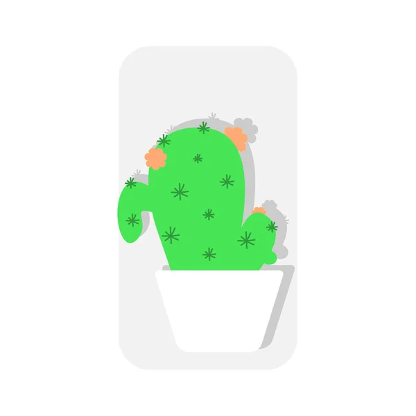 Simple Green Cactus Plant Pot Isolated Icon White Background Flat — Vetor de Stock