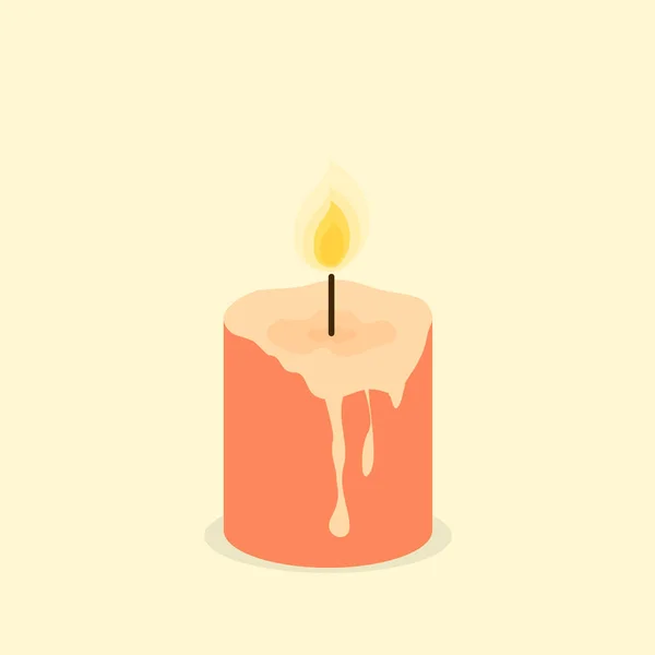 Simple Pink Burning Scented Wax Candle Flat Vector Illustration Home — Image vectorielle