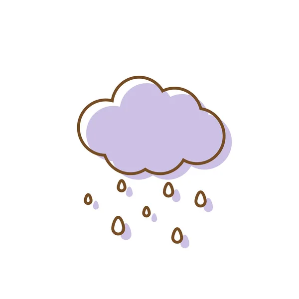 Simple Rain Cloud Icon Lines White Background Isolated Flat Vector — 스톡 벡터
