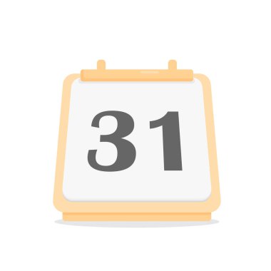 Simple tear-off calendar with pieces of paper and written day 31 last of month. Countdown time and work planning, business, seasons, holidays. Flat vector illustration isolated on white background