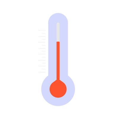 Simple thermometer with red hot temperature vector illustration isolated in white background, flat design.