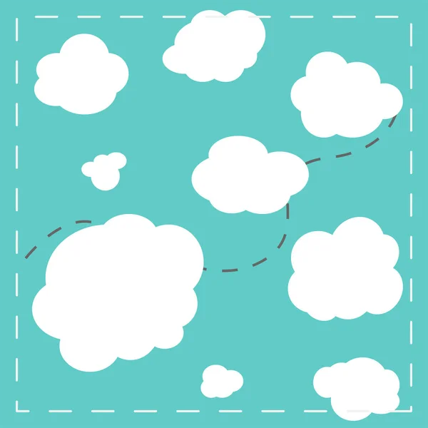 White clouds on blue sky background, simple and flat design. Vector illustration