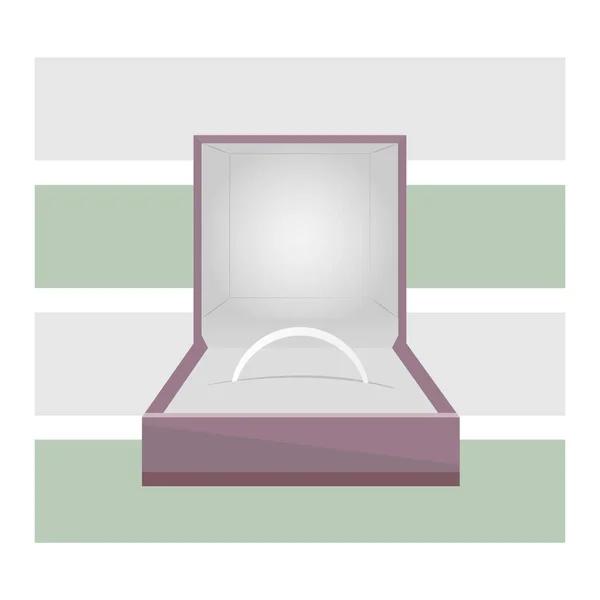 Open Violet Simple Box Silver Ring Flat Design — Stok Vektör