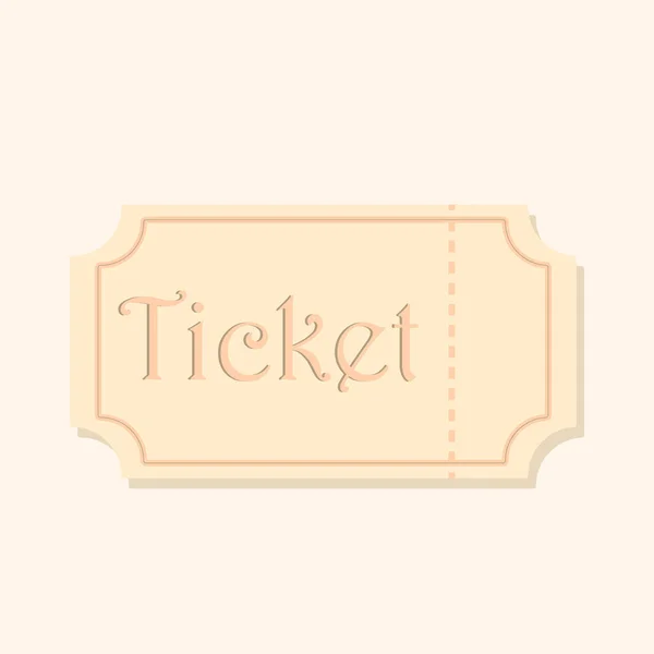 Simple light pink ticket for cinema, museum isolated, flat design vector logo illustration.