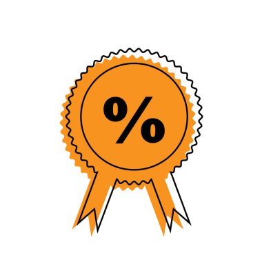 Simple outline orange percentage icon isolated on white background. Vector illustration percent sign, symbol