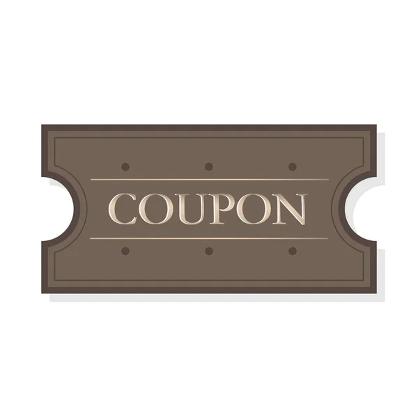 Brown Simple Coupon Cartoon Flat Style Isolated White Background Vector — Stock Vector