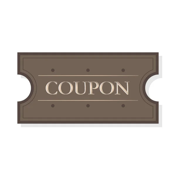 Brown simple coupon in cartoon flat style isolated on a white background. Vector illustration of Gift Voucher Coupon Sale Discount.