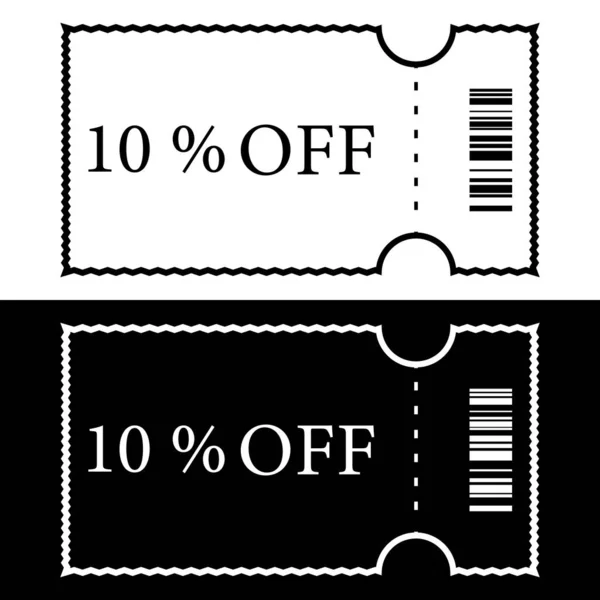 Two Simple Outline Black White Sale Coupons Icons Isolated Vector — Wektor stockowy