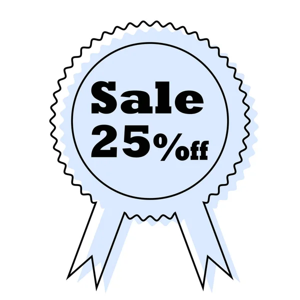 Simple outline blue sale percentage icon isolated on white background. Vector illustration 25 percent off sign, symbol