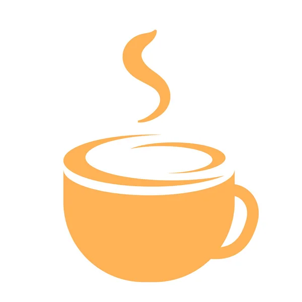 Simple Orange Coffee Tea Logo Concept Icon Hot Coffee Cup — Stock Vector