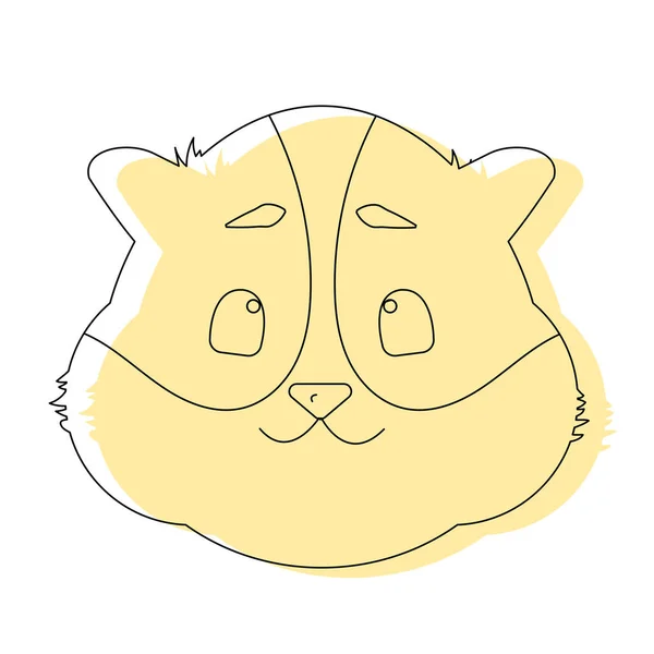 Cute Smiling Line Cartoon Hamster Head Icon Circle Vector Illustration — Stock Vector