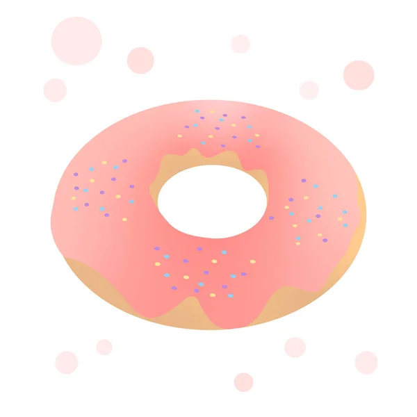 Realistische Heerlijke Donut Met Roze Glazuur Eenvoudige Donut Pictogram Geïsoleerd — Stockvector