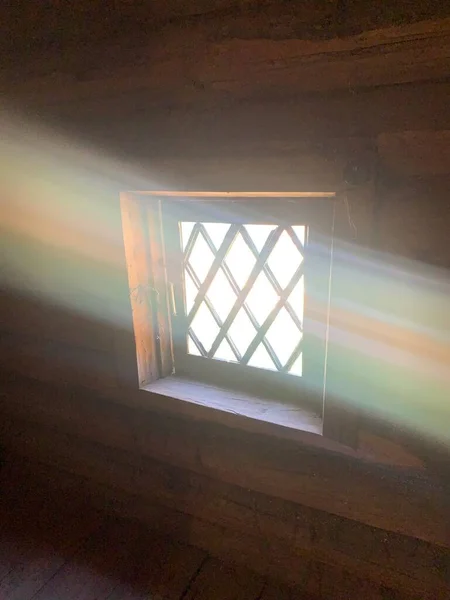 Okno Starém Dřevěném Domě Historický Dům — Stock fotografie