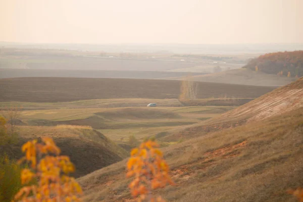 Campi Colline Pochi Minuti Prima Del Tramonto — Foto Stock