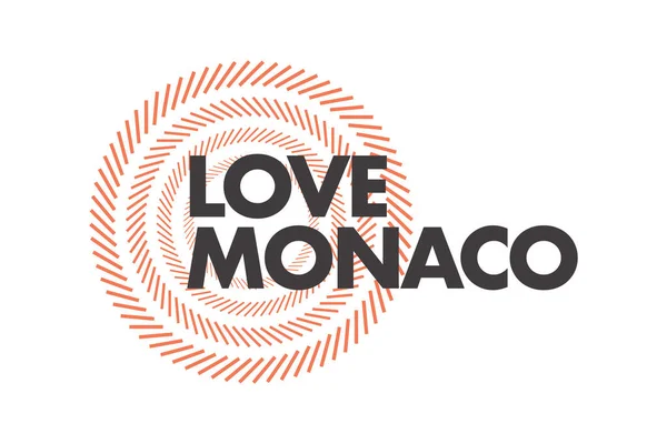 Modern Simple Bold Typographic Design Saying Love Monaco Red Grey — стоковий вектор
