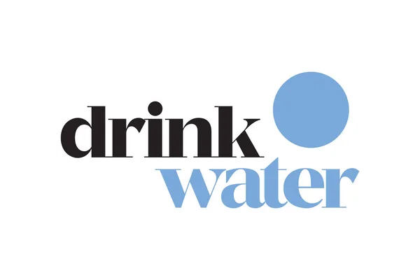 Modern Simple Minimal Typographic Design Saying Drink Water Blue Black — Vetor de Stock